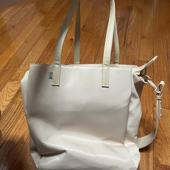 BEIS Beige Cream Structured Commuter Tote Bag - Picture 1 of 9